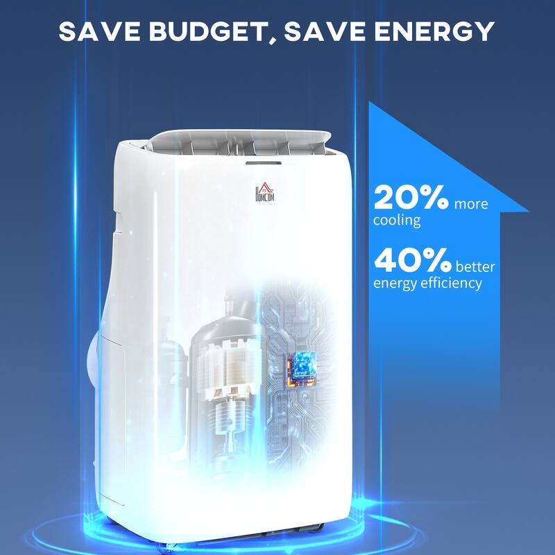 HOMCOM Dual Hose Portable Air Conditioner High Efficiency Inverter, 3-in-1 14000 BTU AC Unit with Cool, Dehumidifier & Fan