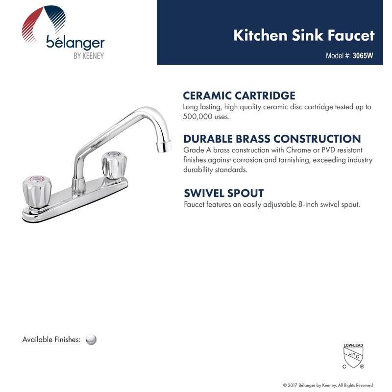 Belanger 3065W Dual Handle Kitchen Faucet, Polished Chrome