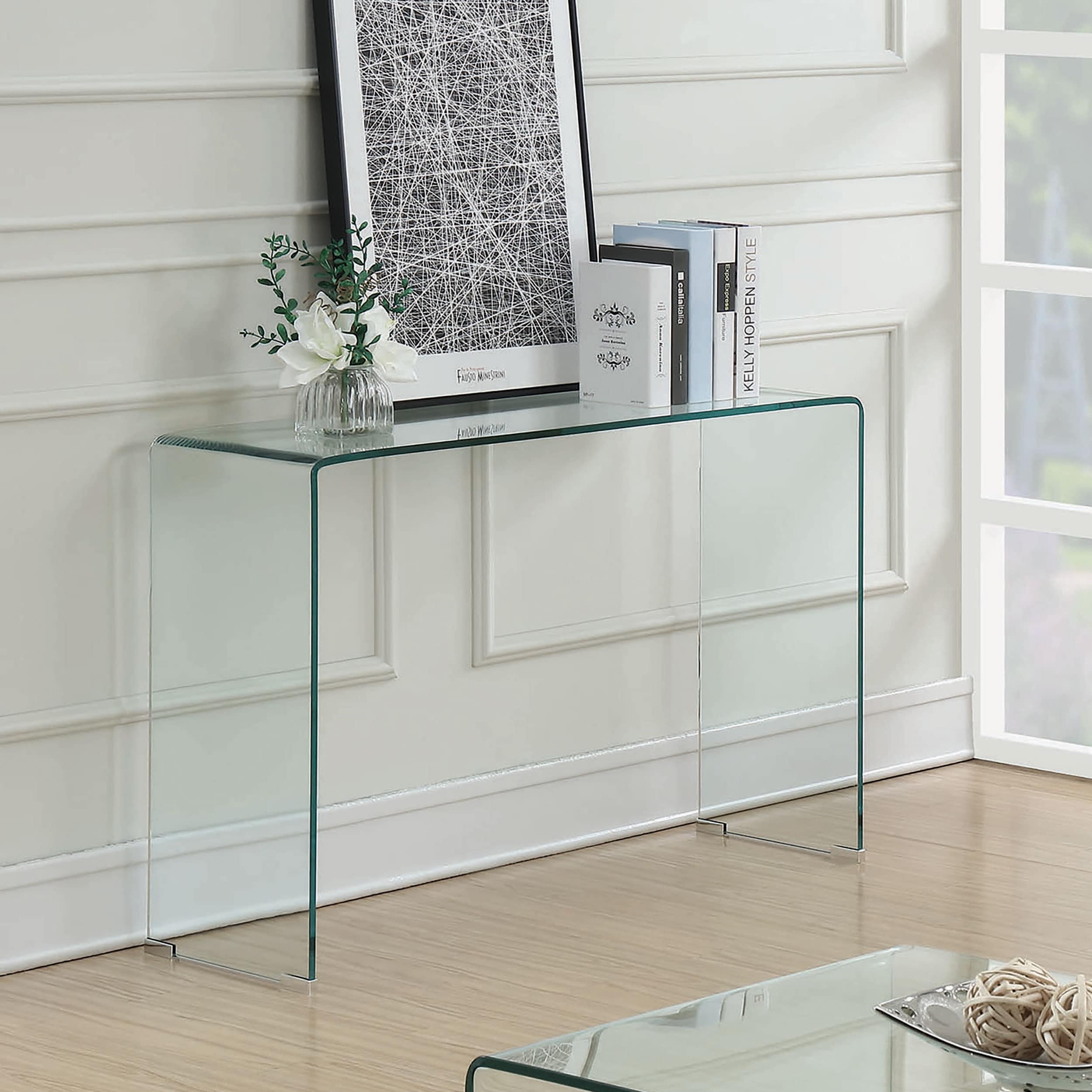 Slim acrylic console shop table