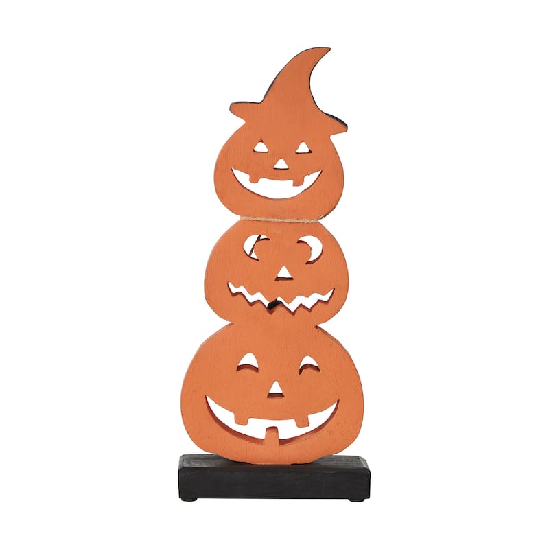 Stacked Wooden Jack-O-Lantern 14.25x6x2 - N/A
