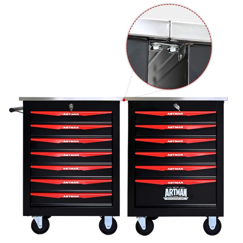 7-Drawer Rolling Tool Cart with Wheels for Garage, Workshop & Warehouse