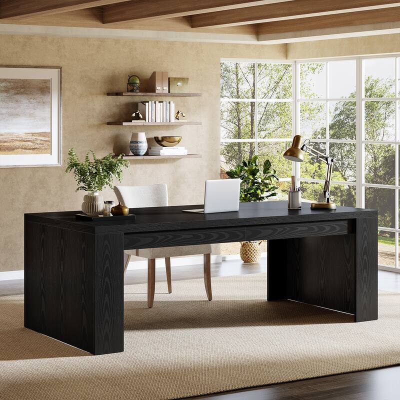 70.9-Inch Wooden Computer Desk, Large Farmhouse Executive Office Desk