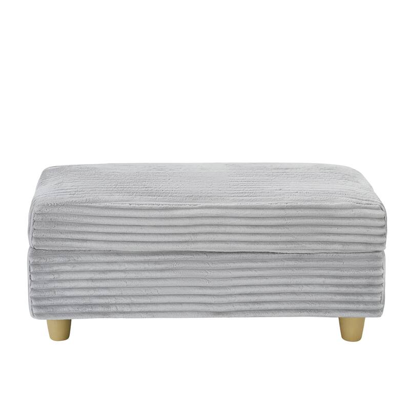 Corduroy Accent Chair & Storage Ottoman Set of 2, Single Sofa Armchair Lounge Chair with Pillows & Cup Holders