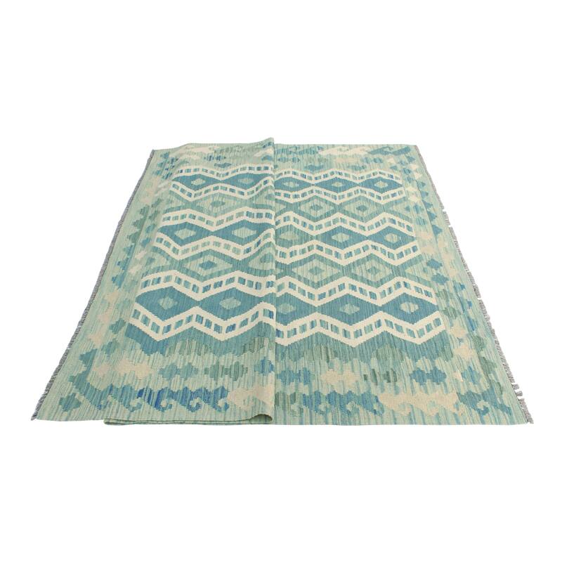 Flatweave Nowa Blue/Ivory Rug - 5'9" x 8'2"