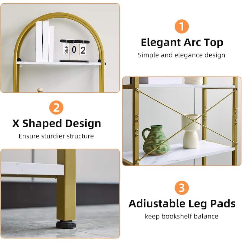 5-Tier Modern Storage Arched Display Rack, Bookshelf for Bedroom, Living Room - N/A