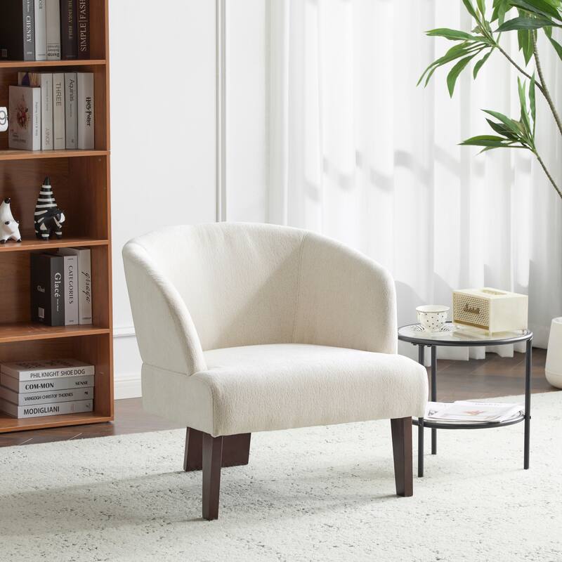 Simple Side Chair Office Chair Accent Chair Club Chair Beige Dressing Chair Leisure Chair with Wood Legs