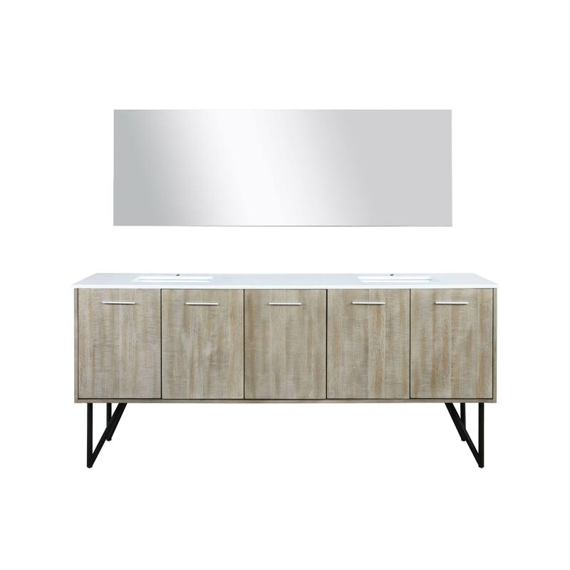 Lancy Rustic Acacia Bath Vanity, Cultured Marble Top and Mirror