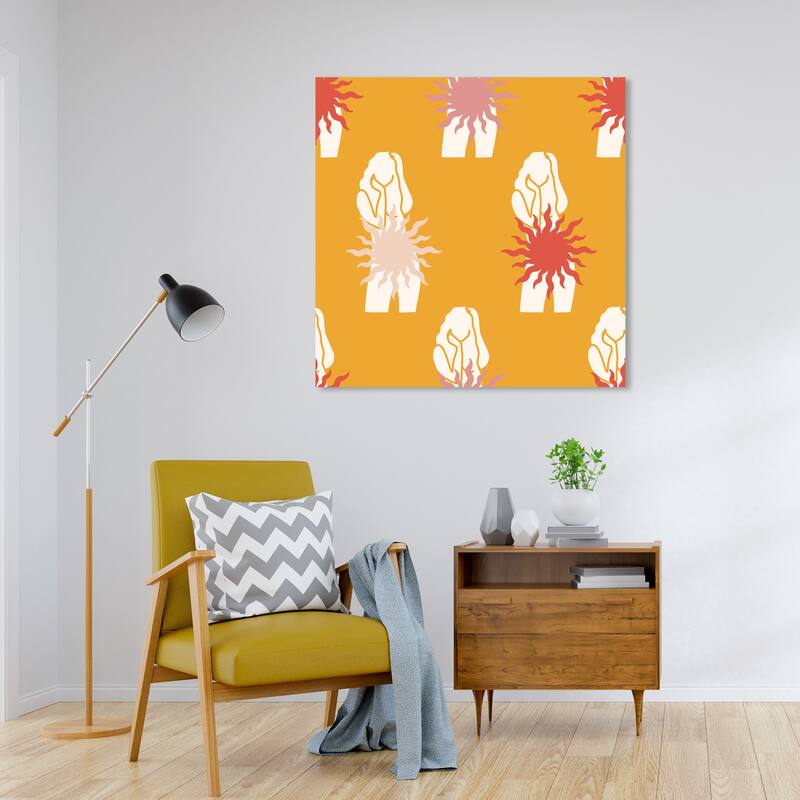 Wynwood Studio Canvas People and Portraits Sunstar Covered Girls Brown and Ochre Modern & Contemporary Wall Art Canvas Print - 30 x 30