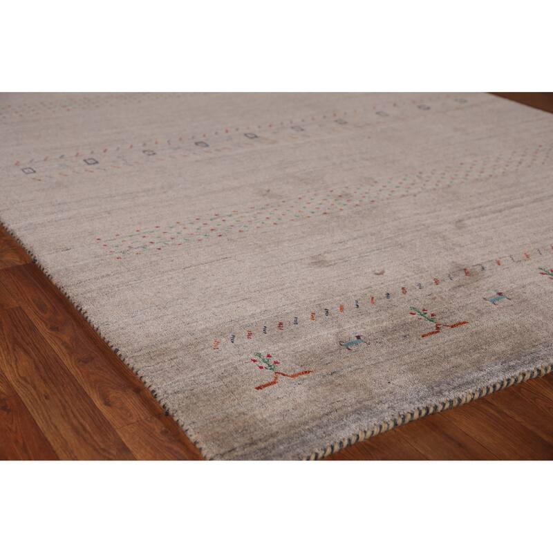 Hand Knotted Oriental 100% Wool Carpet Tribal Animal Pictorial Brown Gabbeh Area Rug - 7' 9'' X 5' 4''