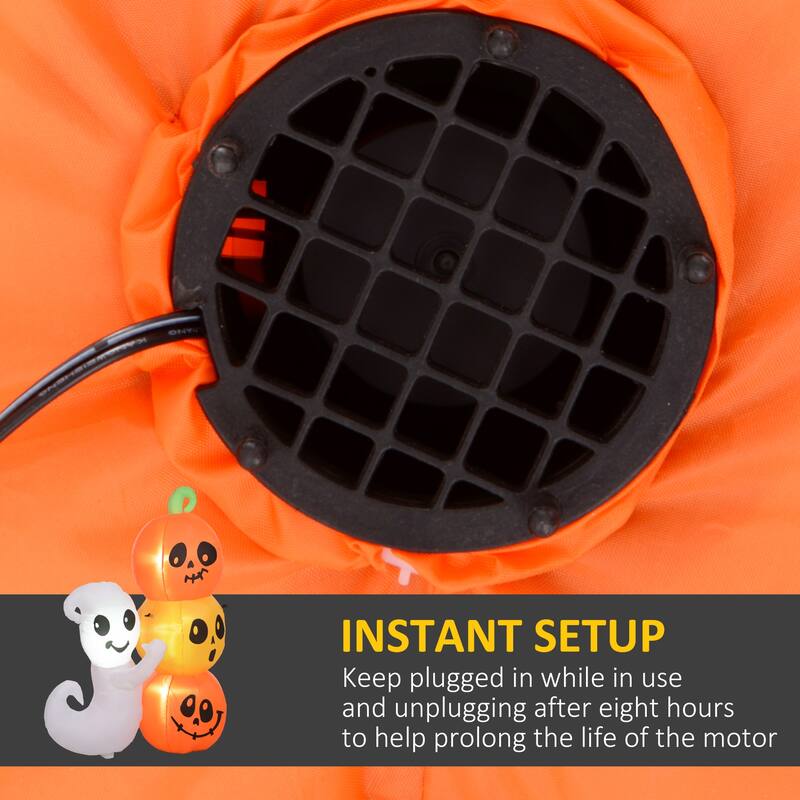 HOMCOM 5ft Inflatable Halloween Decoration Ghost and Pumpkin, Blow Up Outdoor LED Yard Display, Waterproof