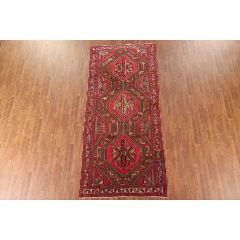 Meshkin Persian Vintage Area Rug Handmade Wool Carpet - 4'8" x 10'6"