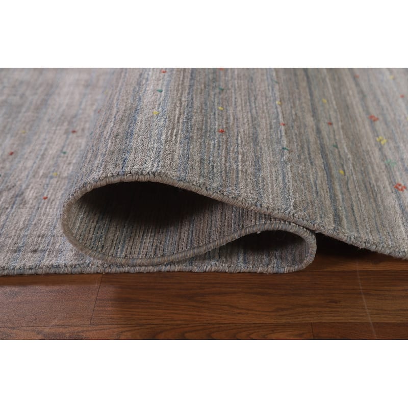 Tribal Beige Gabbeh Oriental Area Rug Handmade Wool Carpet - 8'1"x 9'9"