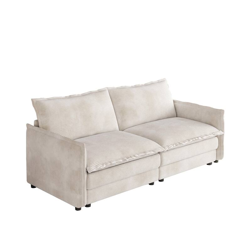 75" Corduroy Deep Seat 2-Seater Sofa with 2 Pillows