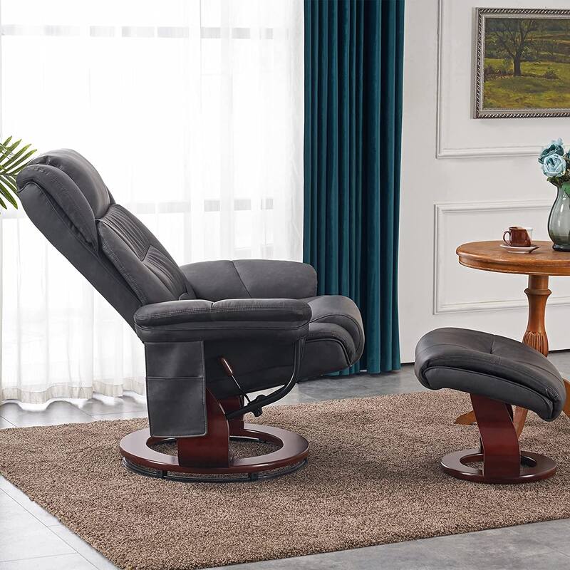 MCombo Swivel Recliners with Ottoman, Vibration Massage TV Chairs with Side Pocket
