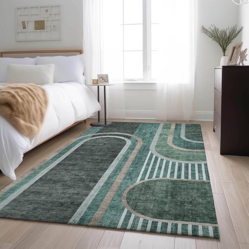 Premium Washable Super Soft Contemporary Deco Mayfield Rug - Emerald - 2' 6" x 3' 10" - Rectangle