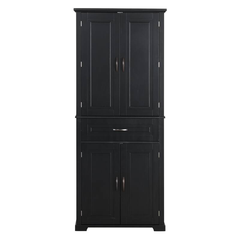 Anti-tipping MDF Floor Cabinet Tall Free Standing Storage Cabinet with Doors, Drawers and Adjustable Shelf for Bathroom Kitchen