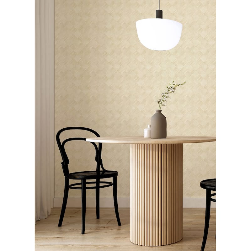 A-Street Prints Thriller Cream Wood Tile Wallpaper