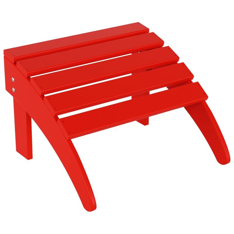 POLYTRENDS Laguna Eco-Friendly All-Weather Outdoor Patio Foldable Adirondack Chair Ottoman - Red