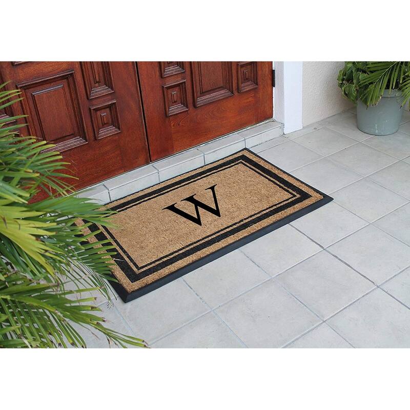 A1HC Markham Border Natural Flocked Rubber Large Doormat 30"x48"