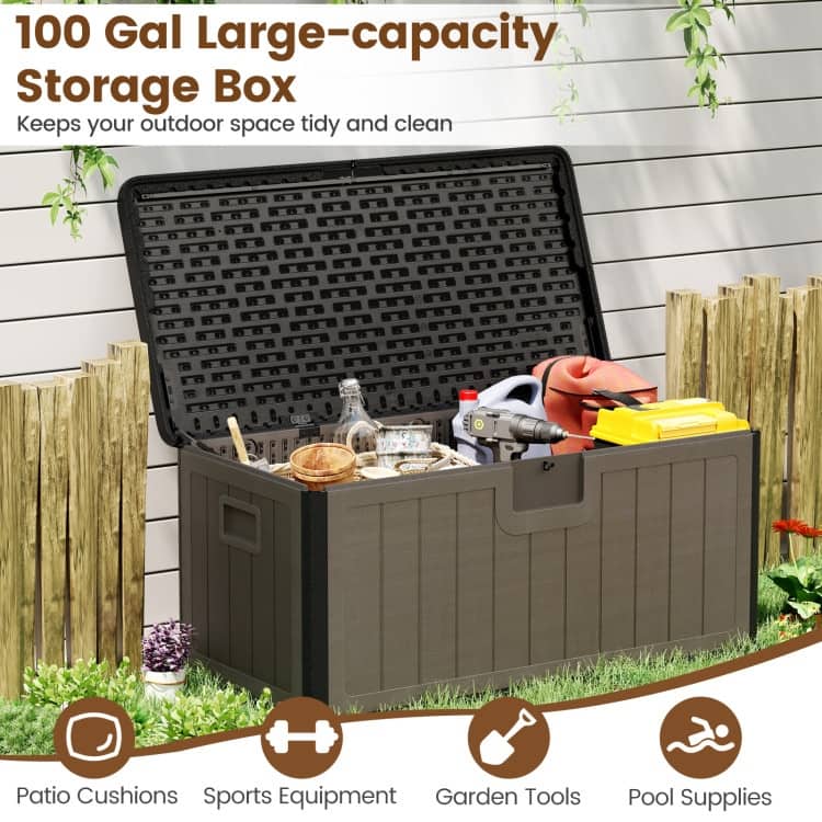 HDPE Outdoor Storage Deck Box with Aluminum Lid and Bench Top - 51" x 25" x 23"
