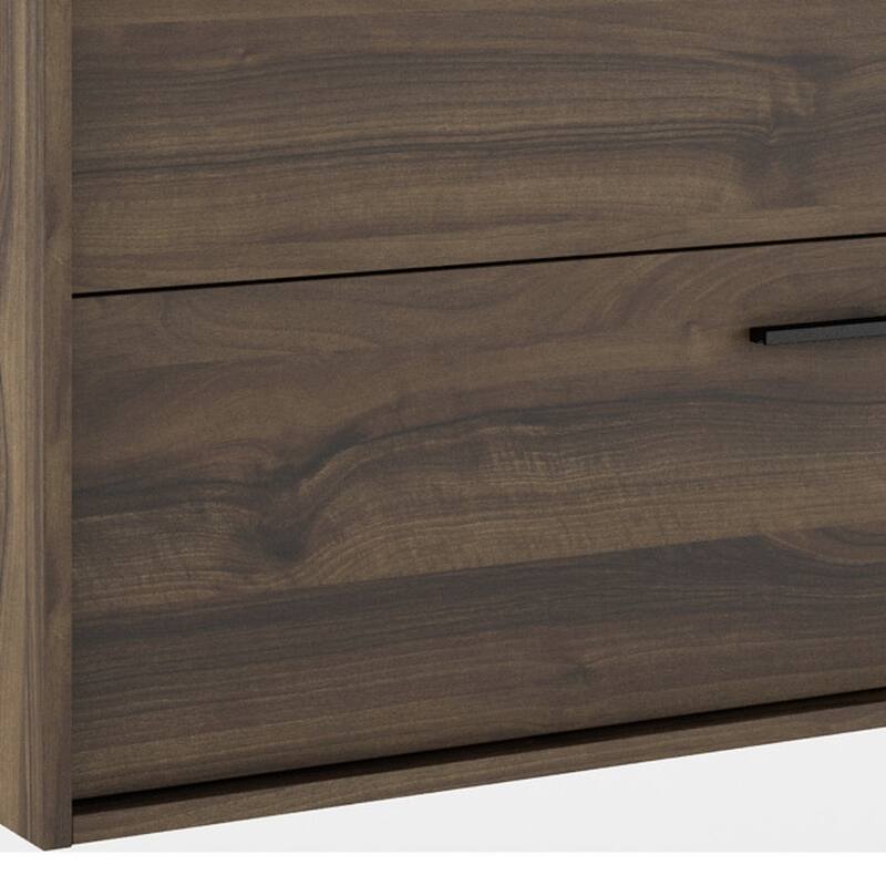 HomeRoots 40" Dark Brown Wood Floating Bathroom Vanity With White Sink And Two Drawers - 40.00 in. x 24.60 in. x 21.60 in.