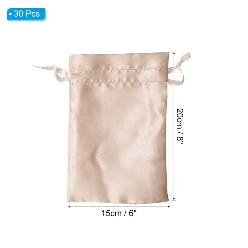 Satin Bags with Drawstring, 30 Pack 6x8 Inch Wedding Favor Bags - Champagne