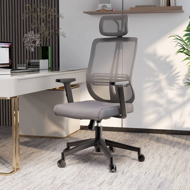 Adjustable Office Chair with Mesh Back and Headrest Nift Series by LeisureMod