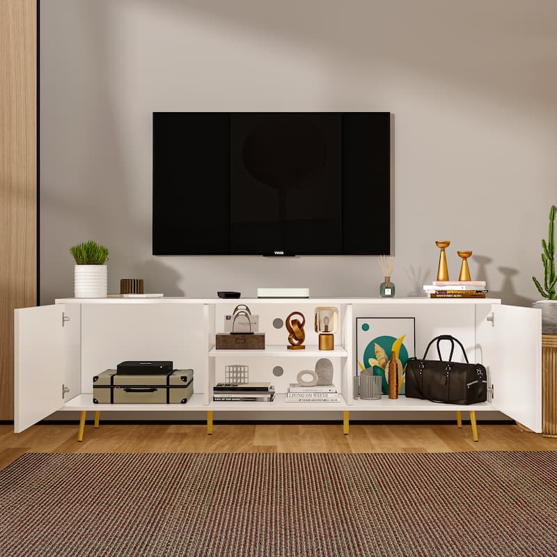 Timechee 69-in Modern TV Stand Console Center w/ Double Doors - 69"L