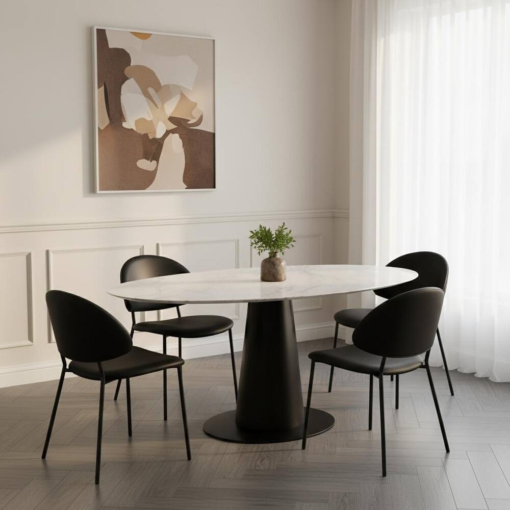 Manhattan Comfort Haven Vegan Leather Metal Side Chair - Set of 4