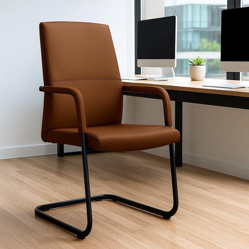 Evander Padded Leather Office Chair with Aluminum Frame, Fixed Armrests, Sponge Cushion, Easy-Clean Design & Quick Assembly