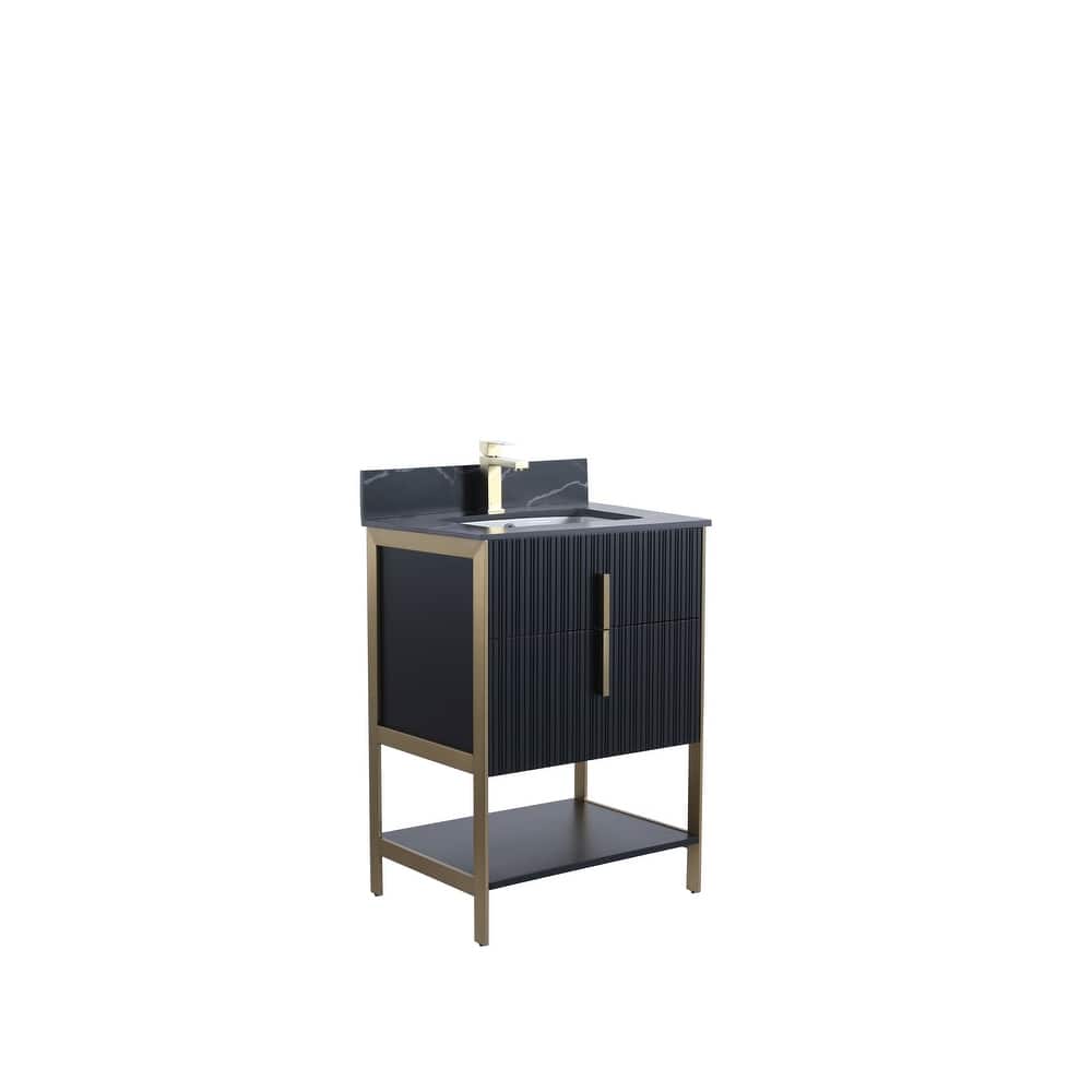 Fine Fixtures Serenity Modern Bathroom Vanity with Black Sintered Stone Top