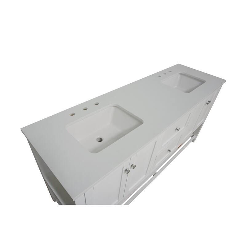 KitchenBathCollection Lakeshore 72" Double Bathroom Vanity with Engineered White Top