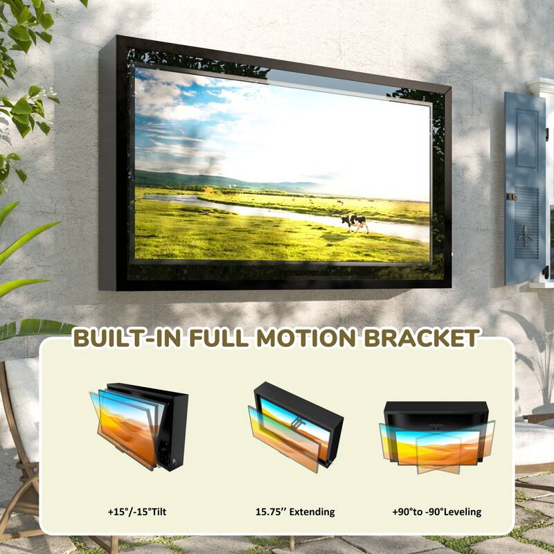 VEIKOUS 43" Outdoor TV Enclosure Weatherproof, Full Motion TV Bracket, All-Weather Protection