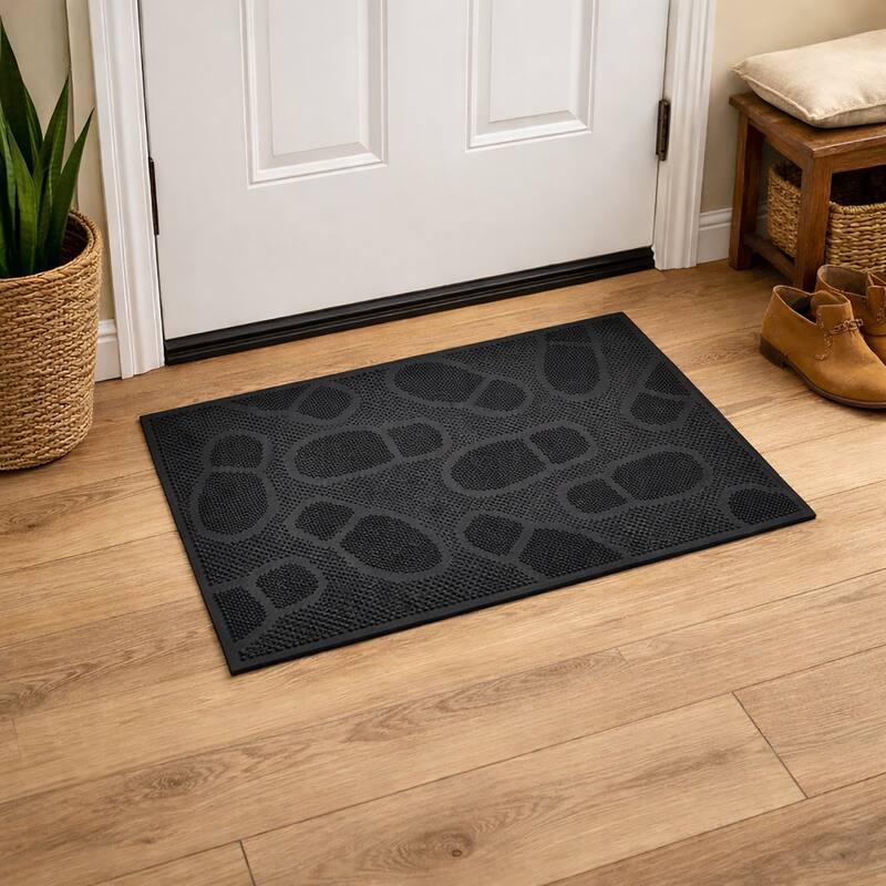 Outdoor Front Door Mat 30x18 Rubber Shoeprint - 18 W x 30 L x 1/8 H