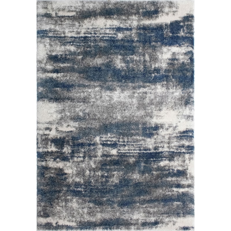 Noori Rug Lux Madison Abstract 2-Inch Shag Area Rug - 6'6" x 9'6" - Blue/Grey