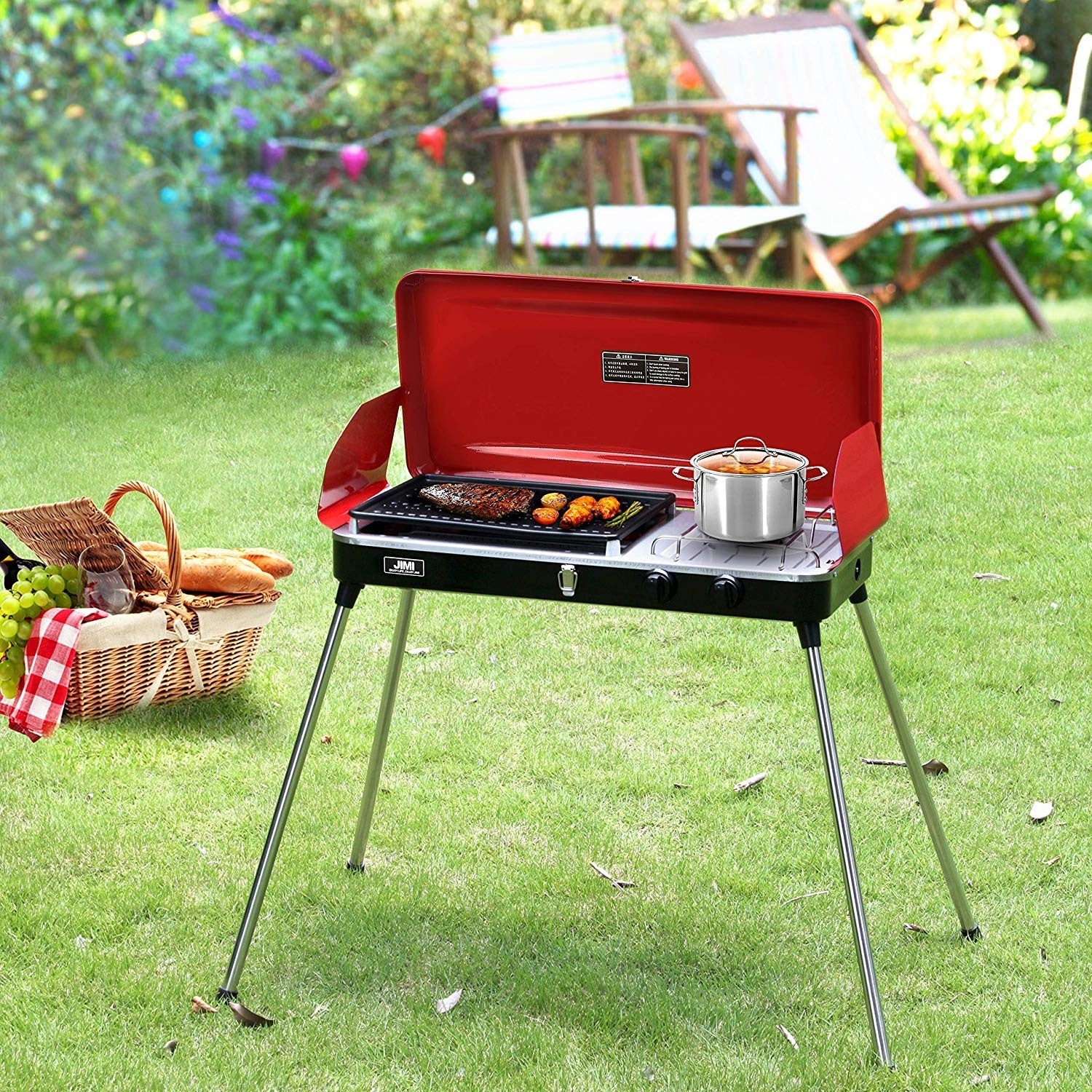 Ainfox Portable Liquid Propane Grill Outdoor Cooking Camping - Bed