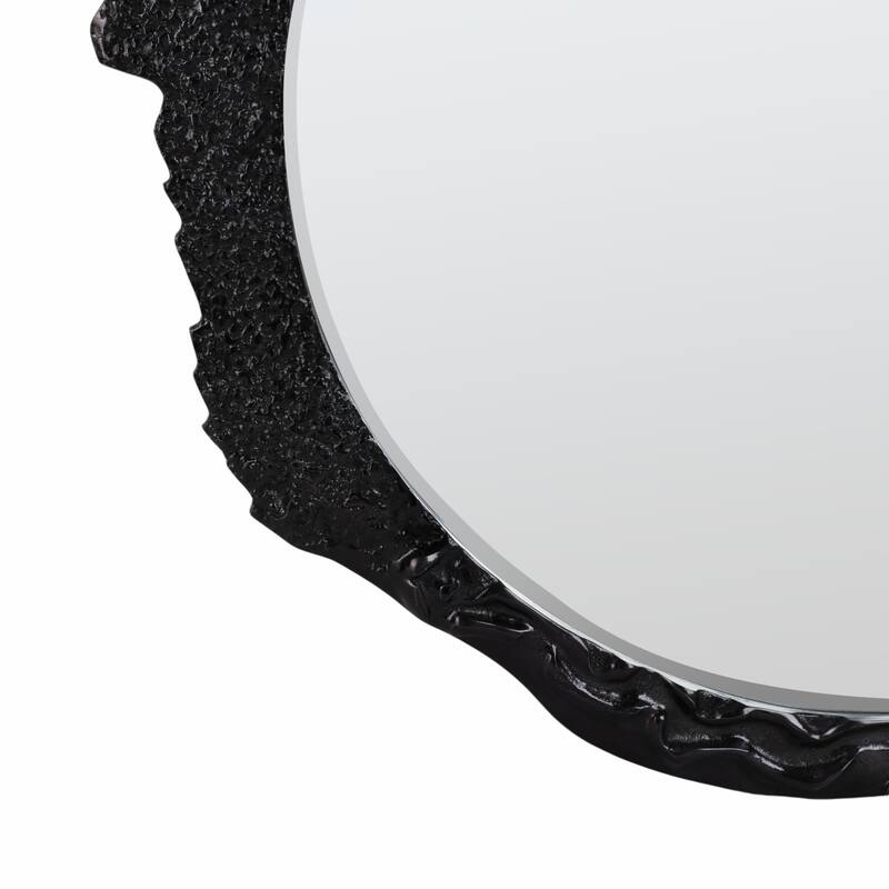 Metal Modern Textured Frame Wall Mirror - Black, 35" - 35.0"