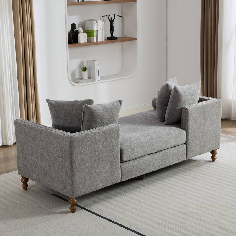 75.2" W Upholstered Chaise Lounge Chair,Modern Sofa Couch with Pillows