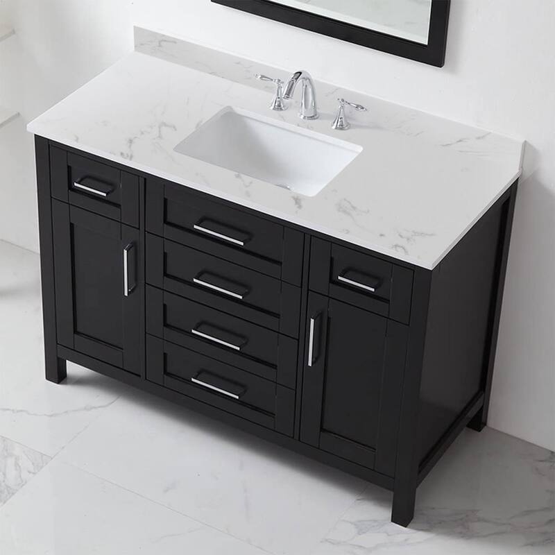 PROOX Bath Cultured Marble Vanity Top Undermount Rectangle Sink Backsplash Included