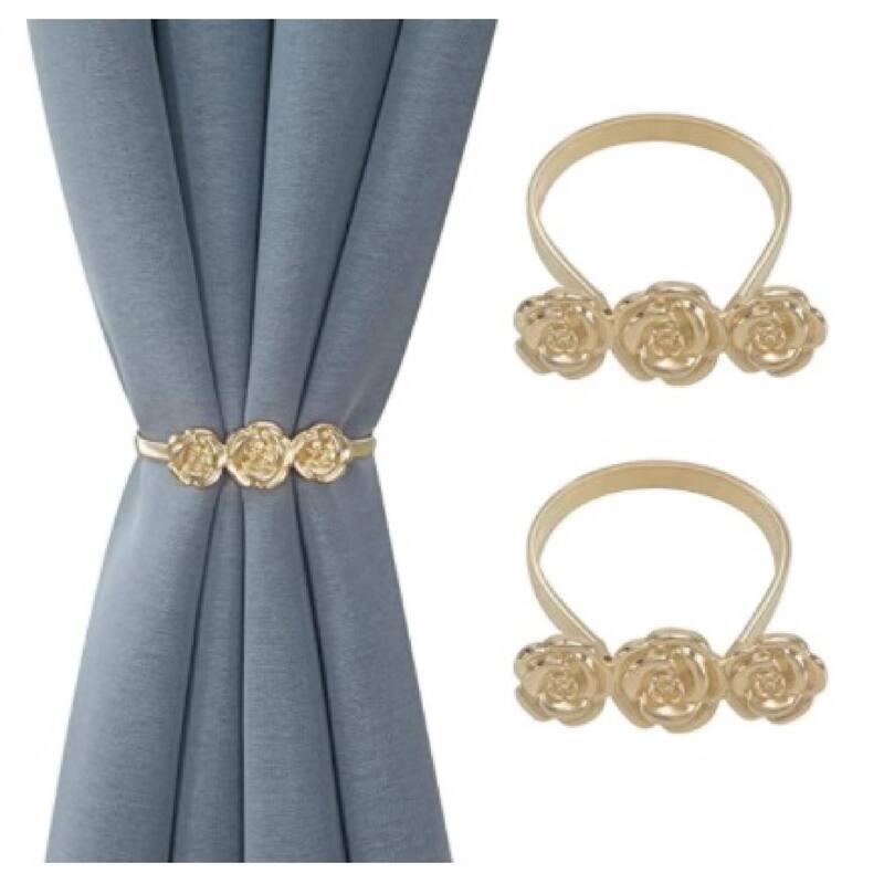 IH Casa Decor Set Of 2 Curtain Tiebacks Roses Rose Gold