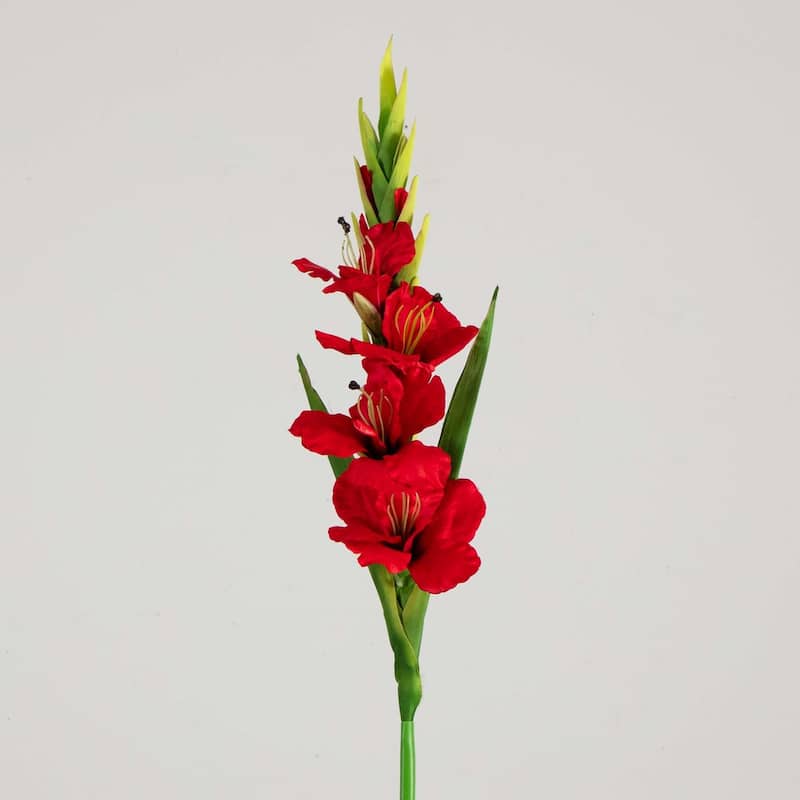 Artificial Gladiolus Floral Stem Sprays - 45" - Set of 3 - Red