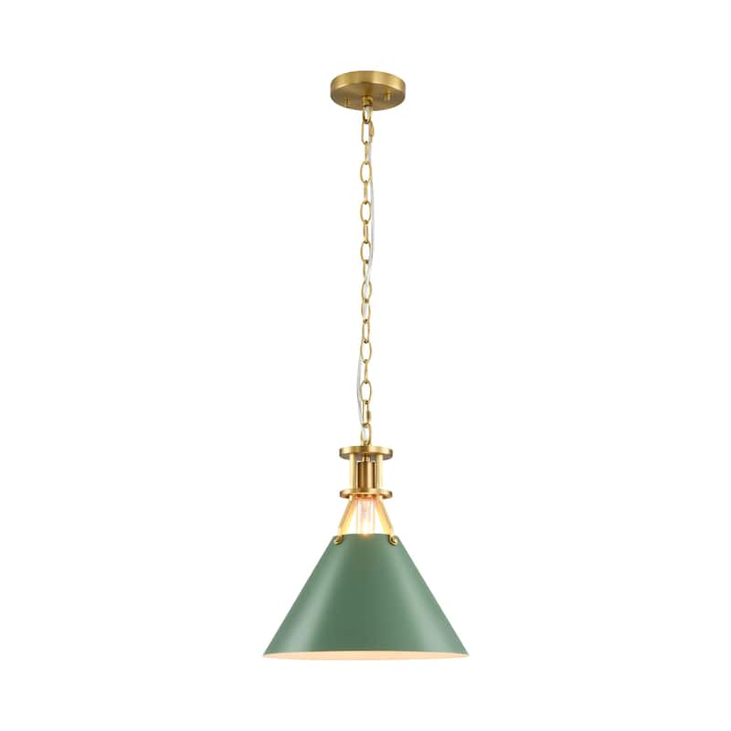 1-Light Modern Industrial Brushed Gold Cone Adjustable Pendant Light for Kitchen Island