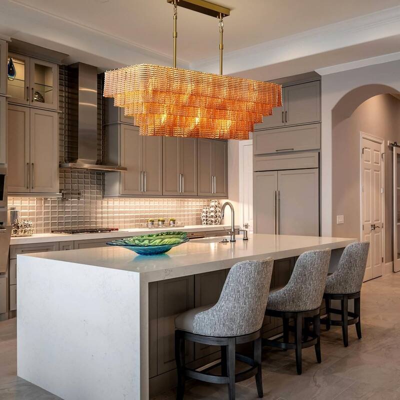 KAYLA Rectangle Ceiling Chandeliers Big Home Decoration Large Hanging Lamps for Dining Room,Pendant Lights