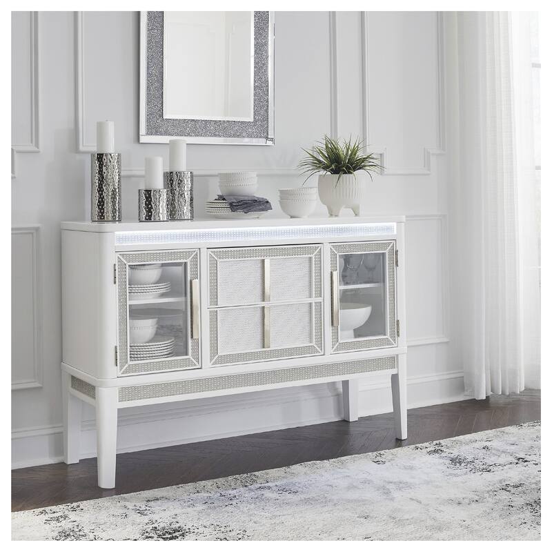 Signature Design by Ashley Chalanna White Dining Server - 56.25" W x 18.13" D x 38.5" H - 56.25" W x 18.13" D x 38.5" H - White