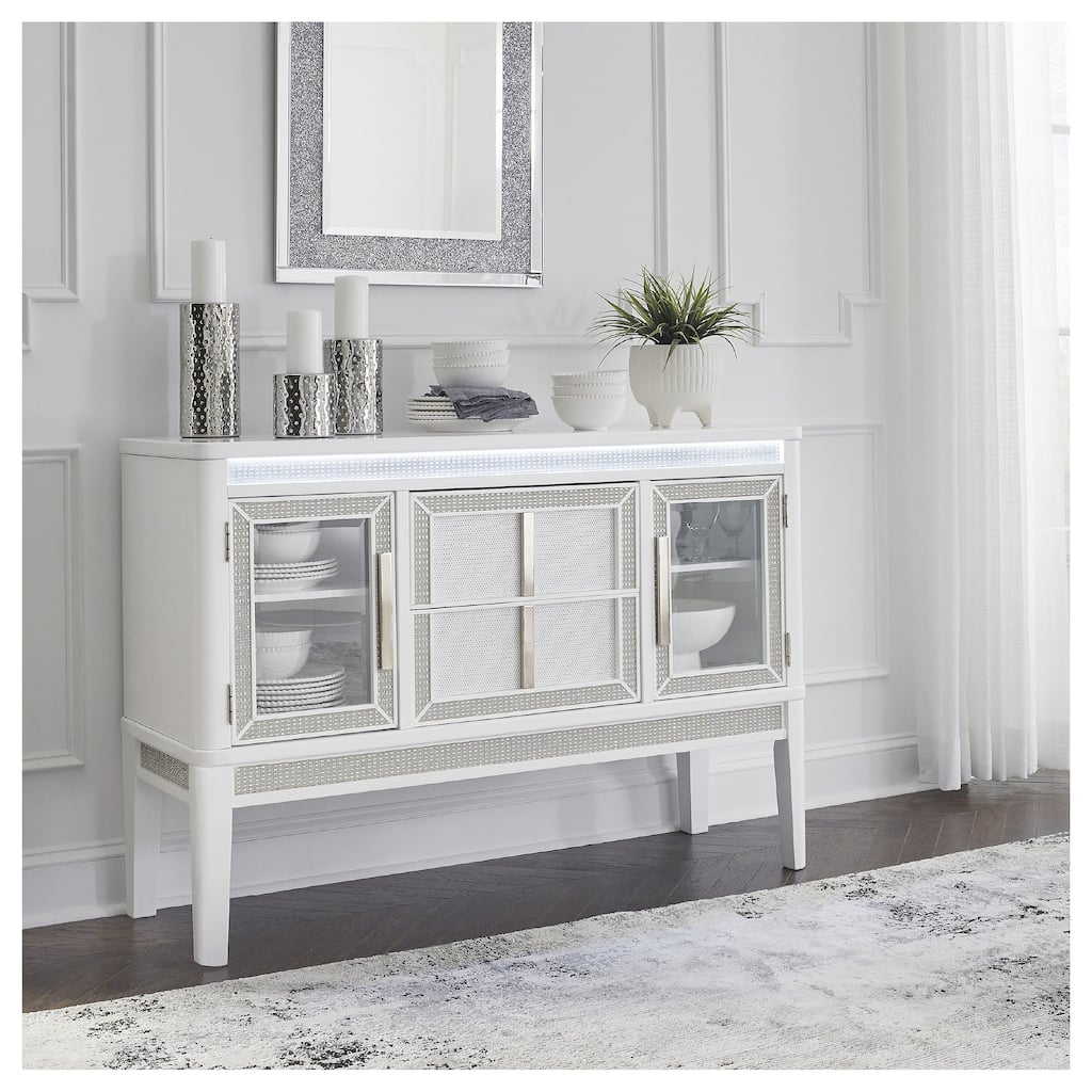 Signature Design by Ashley Chalanna White Dining Server - 56.25" W x 18.13" D x 38.5" H