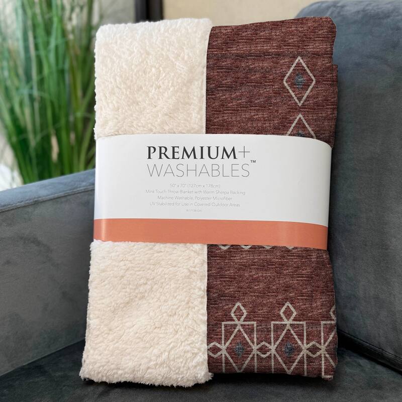 Premium Machine Washable ASB109 Boho Moroccan Sherpa Throw Blanket