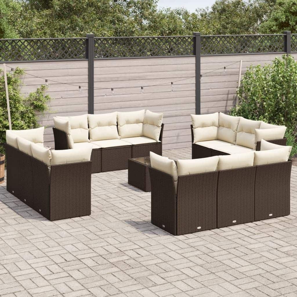 vidaXL Garden Sofa Set Brown, Cream white - 21.7 x 21.7 x 14.6