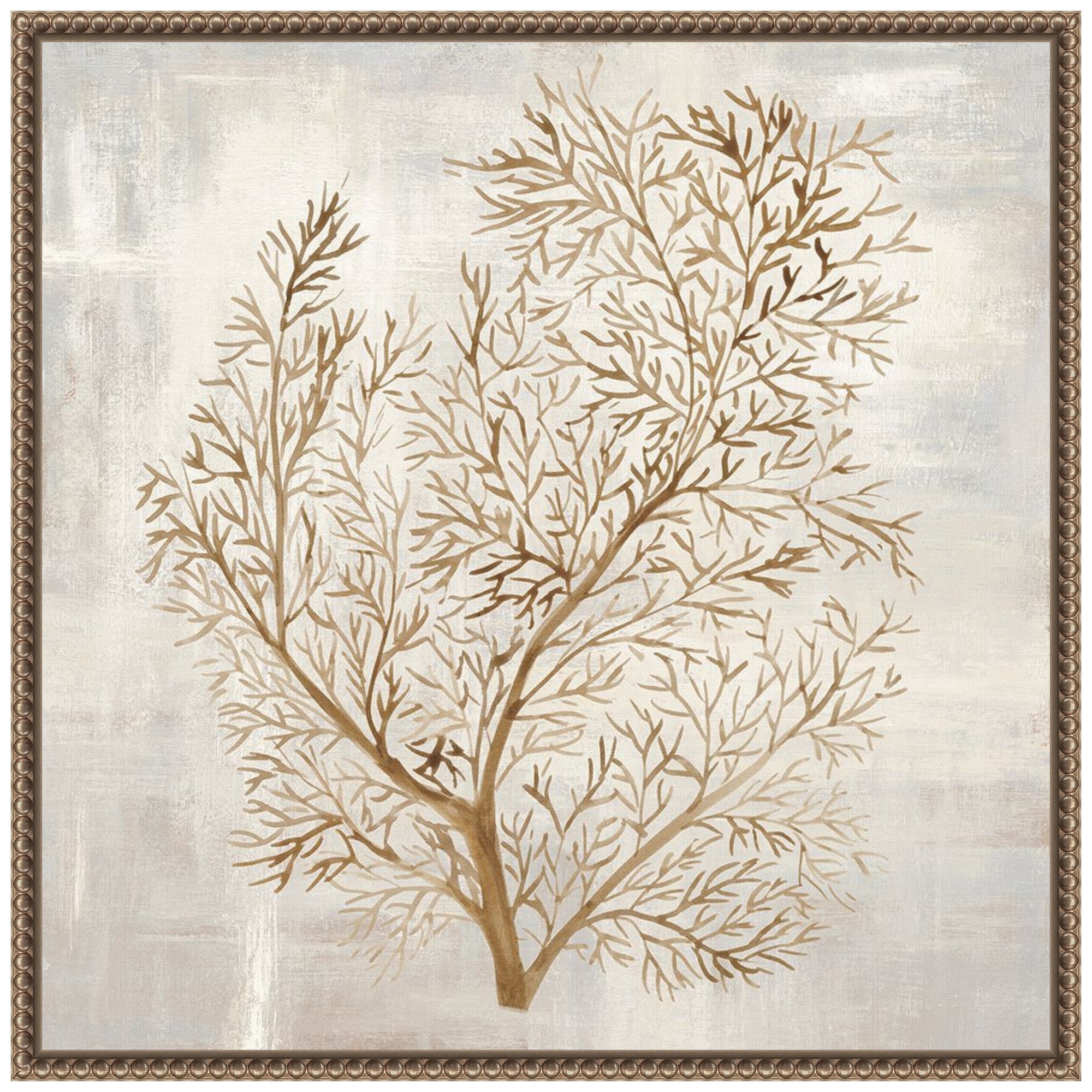 Beige Tides I by Hannah Dawson Framed Canvas Wall Art - Sylvie Beaded Bronze