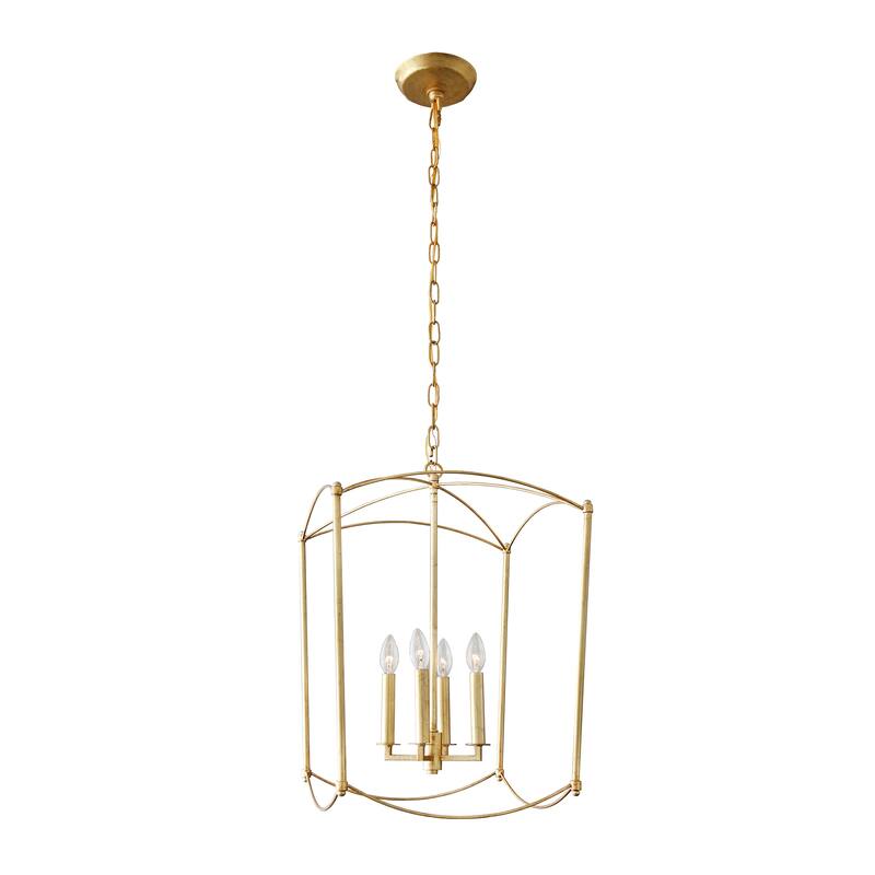 4 Light Caged Chandelier in Gold finish - 26"H x 16.4"W x 16.4"D