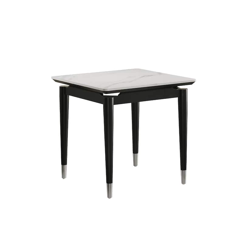 Furniture of America Kalor Modern 24-inch Black and White Sintered Stone Top Square End Table